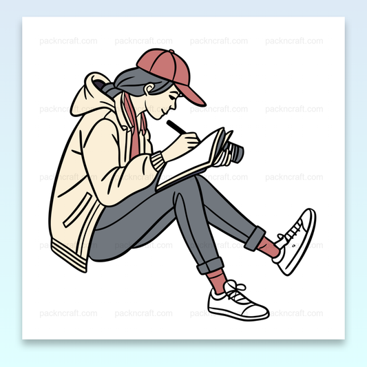 Illustration d'un journaliste en train d'écrire, idéal pour projets créatifs, Journaliste illustré sur fond cadré, parfait pour déco vintage, Illustration de journaliste sur fond de mug, pour papeterie personnalisée, Journaliste en action sur un t-shirt, style rétro pour projets DIY, Stickers de journaliste illustré, parfait pour éducatif et déco