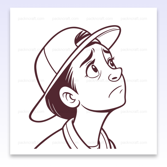 Illustration d'un jeune explorateur pensif, idéale pour projets aventure ou éducatifs.