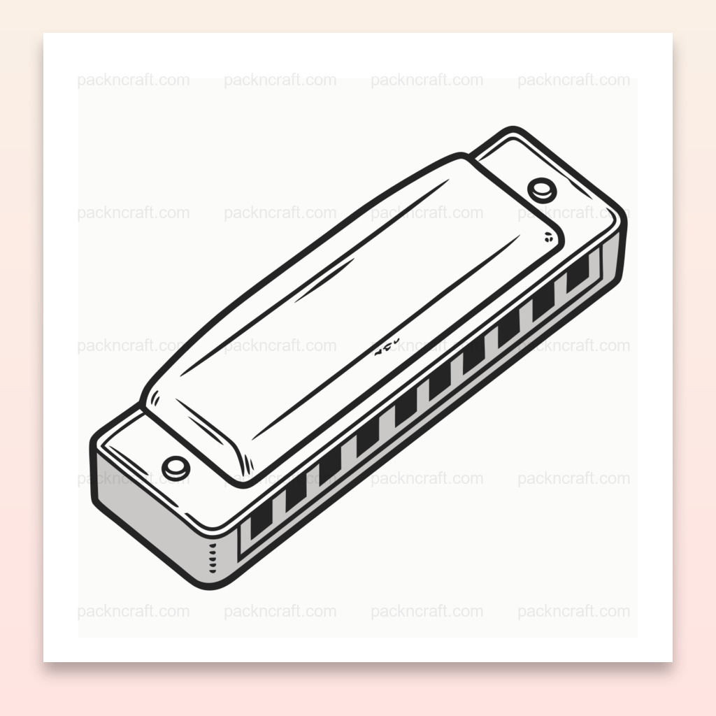 Illustration d'un harmonica mélodieux en style doodle pour projets créatifs