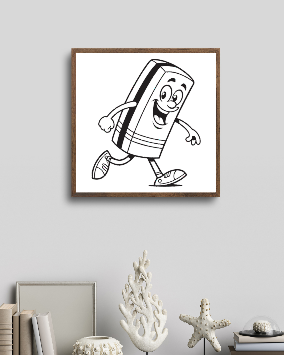 Cadre fun avec icône minimaliste de gomme joyeuse et décoration amusante