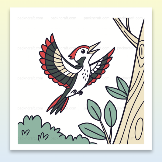 Illustration de pic épeiche joyeux, fichier SVG pour DIY nature.
