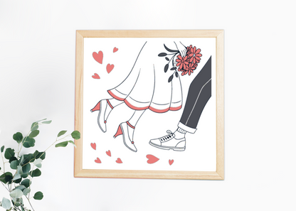 Cadre romantique avec chaussures de mariage raffinées