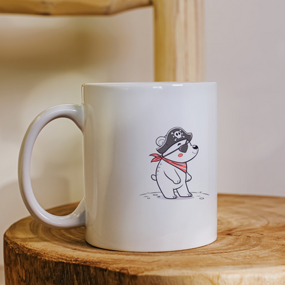 Mug avec un ours pirate joyeux style kawaii pour une aventure maritime originale