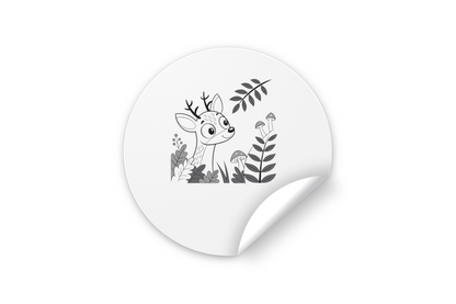 Sticker décoratif avec faon curieux style nature paisible parfait pour un carnet