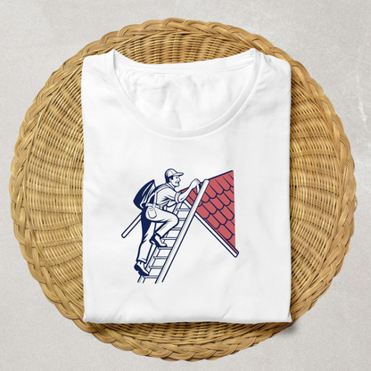 Couvreur montant à l'échelle | Design SVG vintage | Contexte de chantier