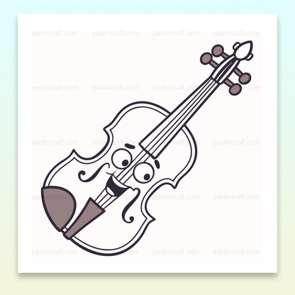 Illustration d'un violon joyeux en style minimaliste, idéal pour projets créatifs