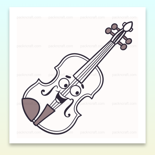 Illustration d'un violon joyeux en style minimaliste, idéal pour projets créatifs