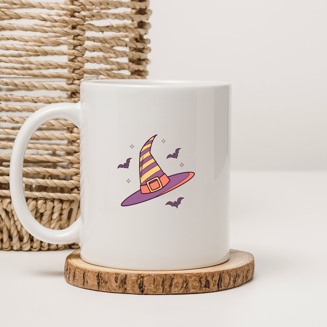 Mug avec motif de chapeau flottant, ambiance mystique d'Halloween