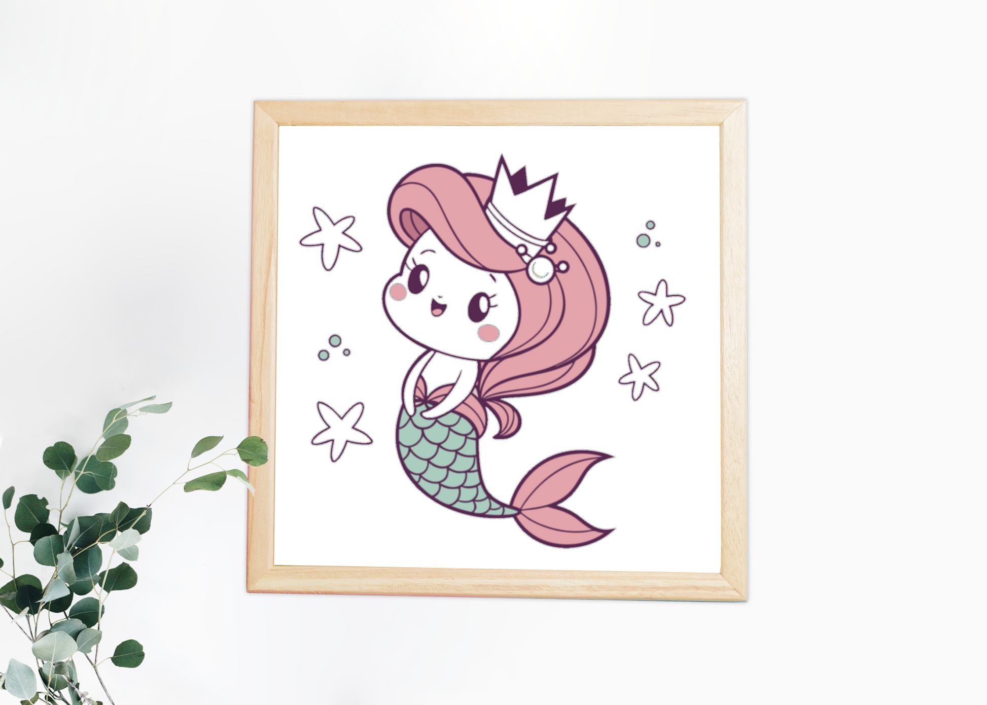 Cadre décoratif avec kawaii sirène pour embellir les chambres d'enfants