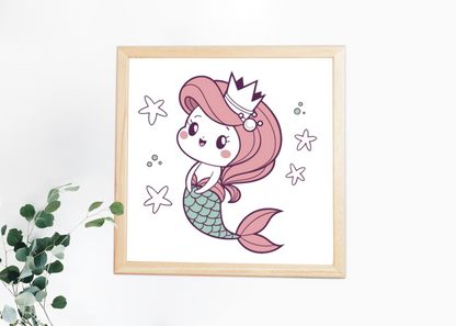Cadre décoratif avec kawaii sirène pour embellir les chambres d'enfants