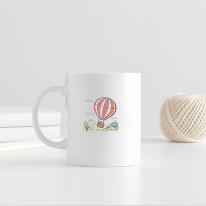 Mug avec montgolfière détaillée pour une aventure en haute montagne