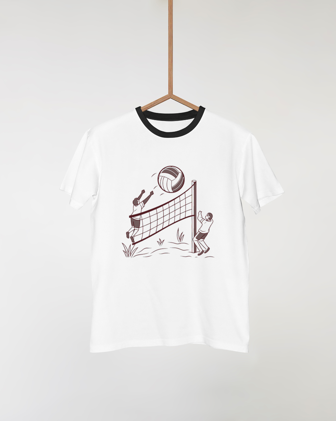 T-shirt sport avec design minimaliste de joueurs de volleyball en action