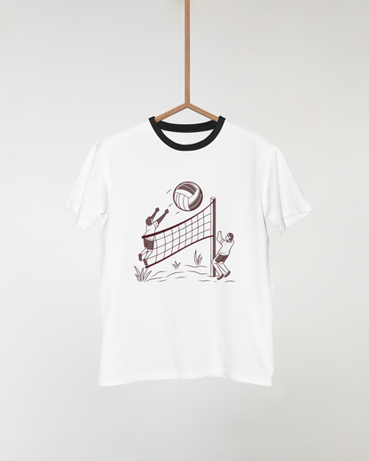 T-shirt sport avec design minimaliste de joueurs de volleyball en action