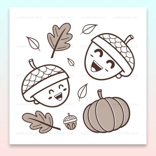 Illustration de glands heureux en style vectoriel pour projets d'automne et DIY