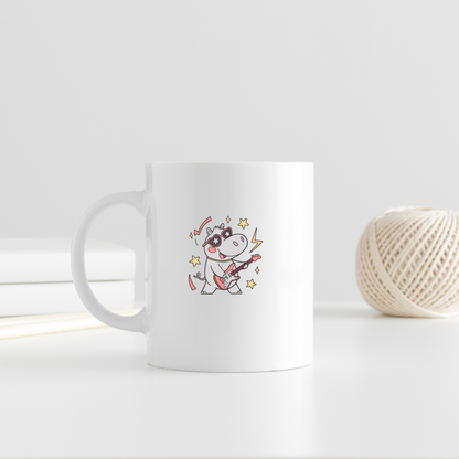 Mug design amusant avec un hippo rock star, parfaite touche musicale graphique
