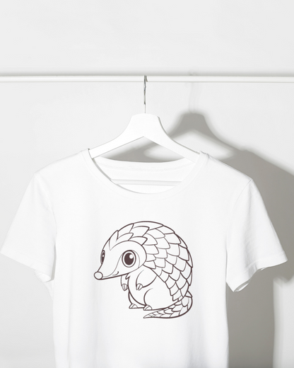 T-shirt avec motif pangolin joyeux dans un style vectoriel adorable tropical