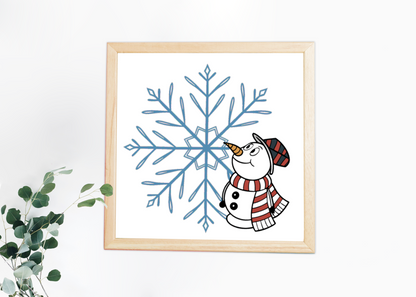 Cadre avec un bonhomme de neige joyeux pour une touche hivernale décorative