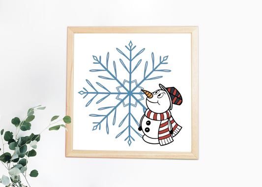 Cadre avec un bonhomme de neige joyeux pour une touche hivernale décorative