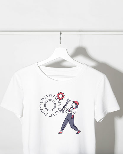 Ingénieur avec Roue Dentée | SVG Moderne | Thème Industriel