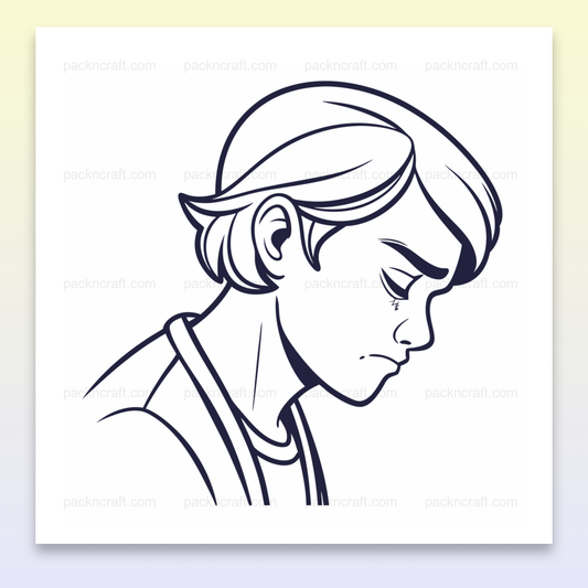 Illustration d'un garçon pensif en vectoriel, utilisable pour projets créatifs et éducatifs.