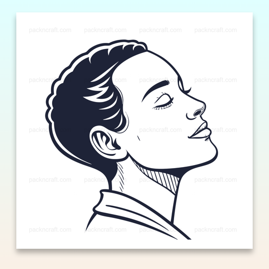 Illustration vectorielle d'un visage paisible en style raffiné pour divers usages créatifs.