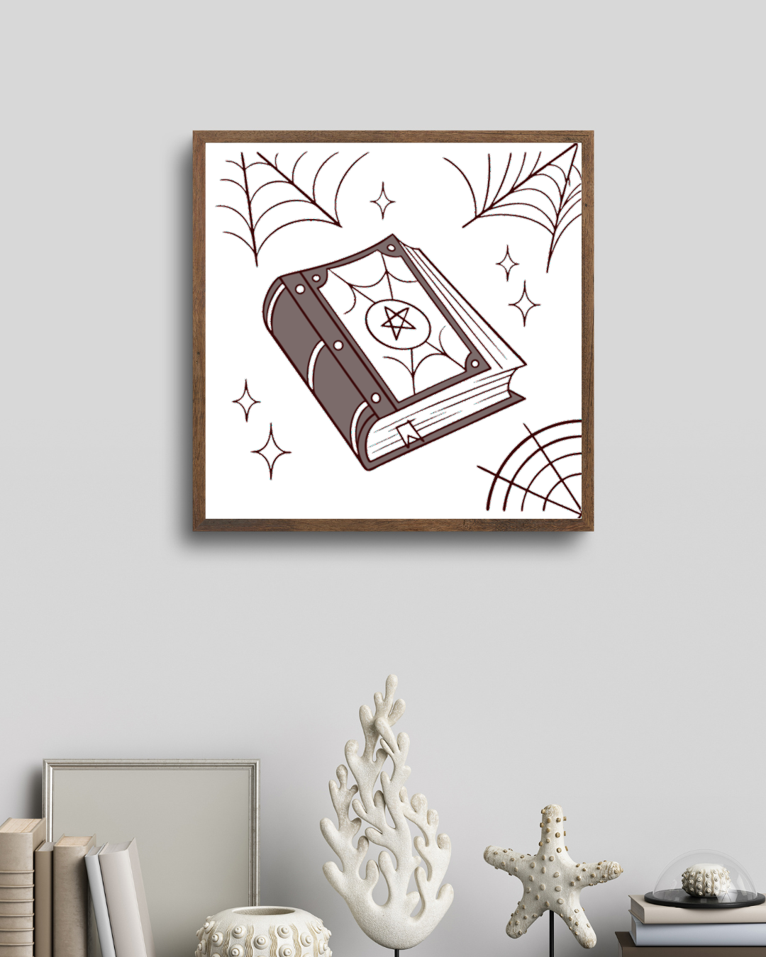 Cadre mystique avec icône numérique décorative du Grimoire Enchanté