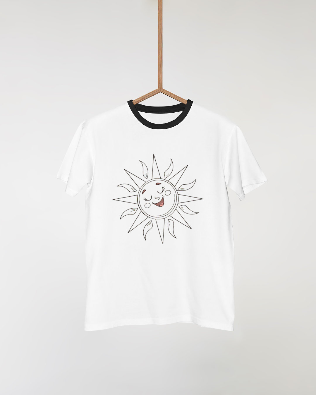 T-shirt lumineux avec motif pastel de soleil joyeux chantant