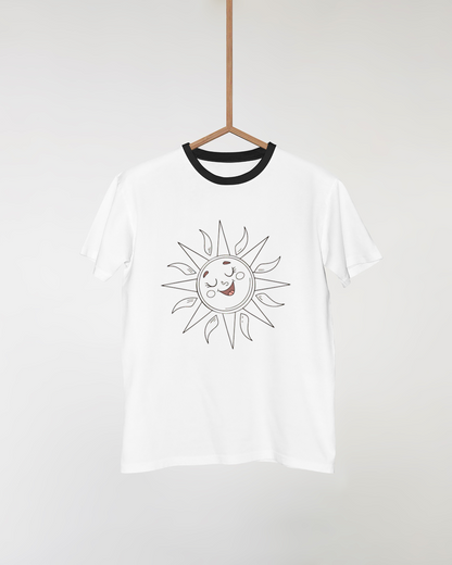 T-shirt lumineux avec motif pastel de soleil joyeux chantant