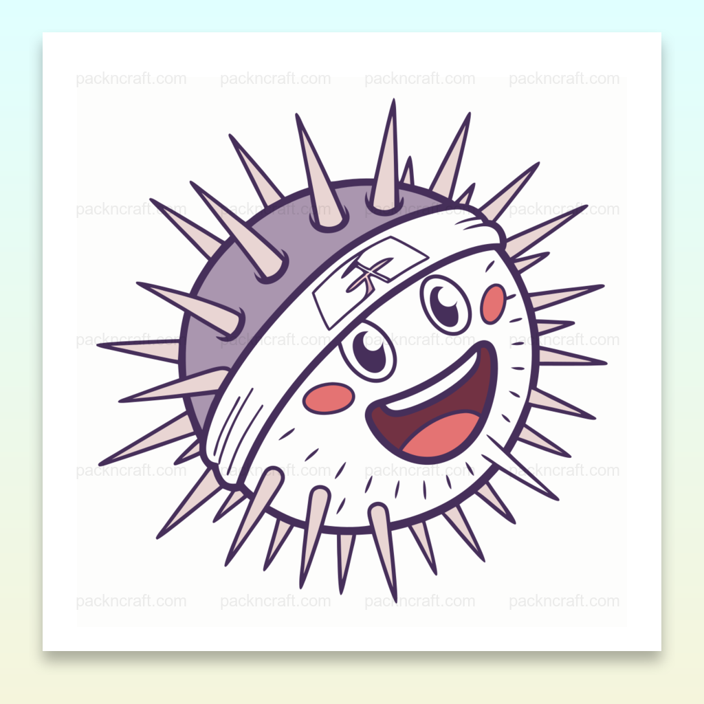 Illustration SVG d'un poisson globe joyeux en style cartoon, parfait pour projets créatifs.