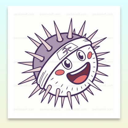 Illustration SVG d'un poisson globe joyeux en style cartoon, parfait pour projets créatifs.
