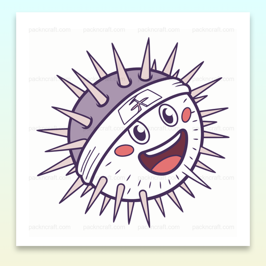 Illustration SVG d'un poisson globe joyeux en style cartoon, parfait pour projets créatifs.