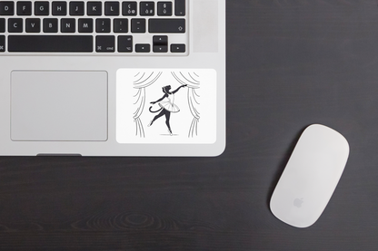 Sticker avec un chat grâcieux en pleine scène de ballet élégant