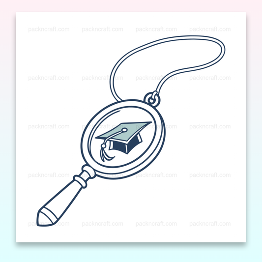 Illustration d'une loupe avec un chapeau de diplôme, parfaite pour l'éducation.
