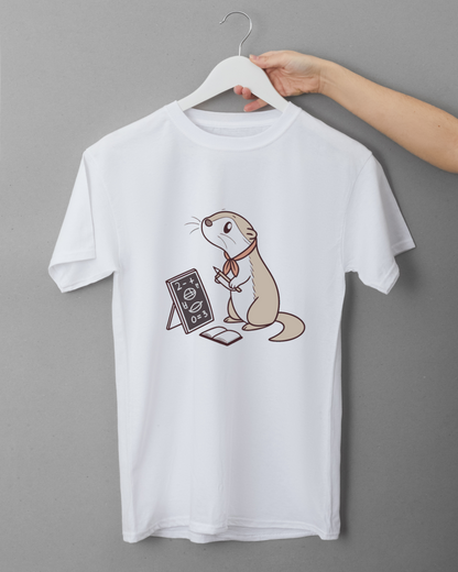 T-shirt avec loutre ludique en doodle, idéal pour une éducation amusante