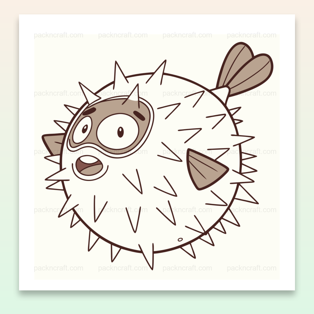 Illustration d'un poisson globe amusé pour projets DIY et éducatifs.