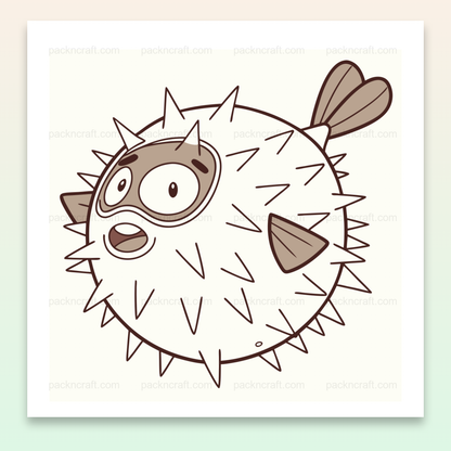 Illustration d'un poisson globe amusé pour projets DIY et éducatifs.