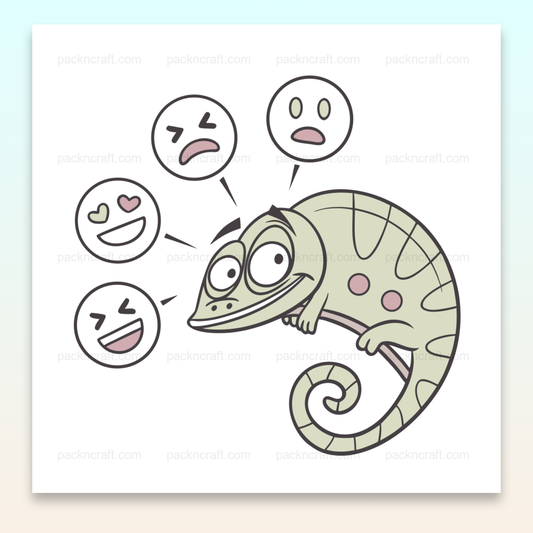 Caméléon avec émotions, illustration vectorielle colorée pour projets DIY et éducatifs
