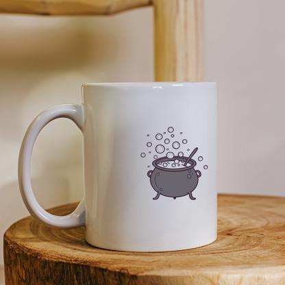 Mug avec motif chaudron magique, ambiance mystique halloween et couleurs vibrantes