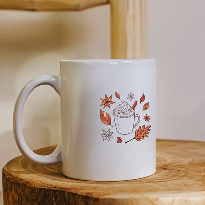 Mug avec icône feuillage minimaliste pour une touche d'automne chaleureux