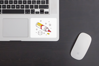 Sticker avec un tube de colle et étoiles en style flat pour DIY créatif
