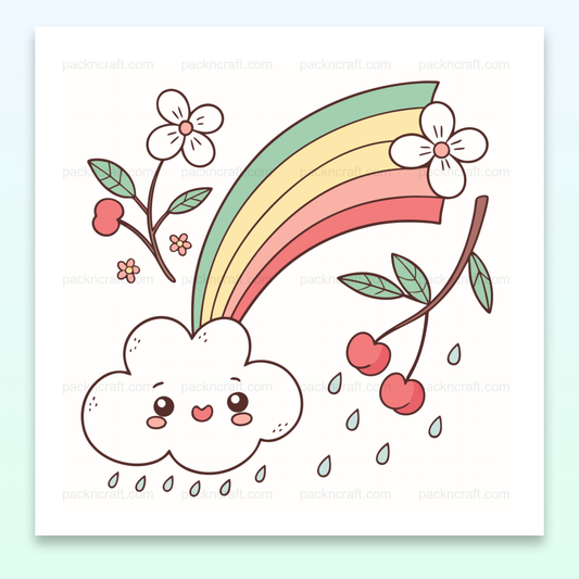 Illustration kawaii de nuage joyeux et arc-en-ciel pour projets DIY