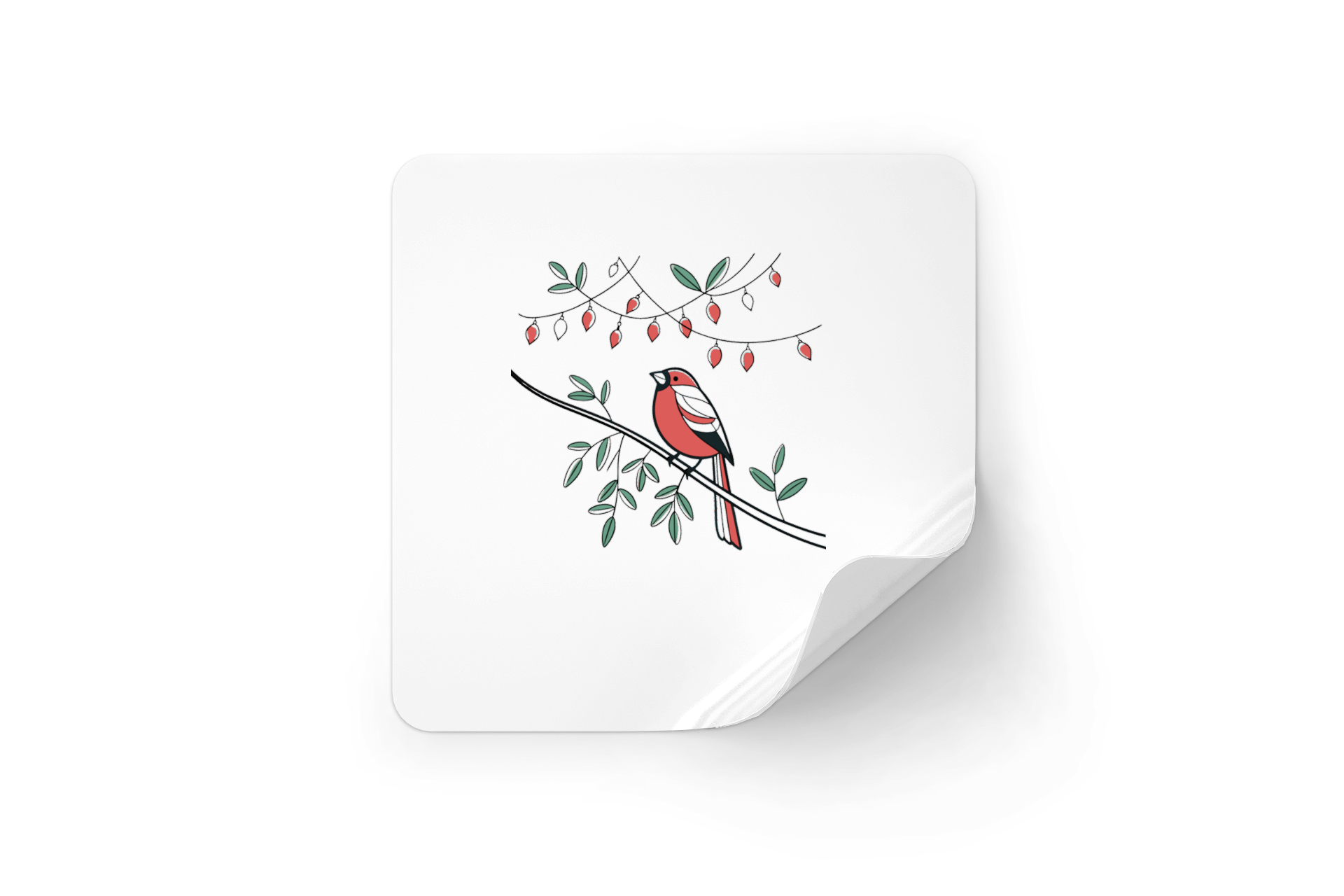 Sticker nature avec oiseau pastel sur branche pour ambiance festive et naturelle