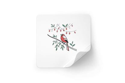 Sticker nature avec oiseau pastel sur branche pour ambiance festive et naturelle