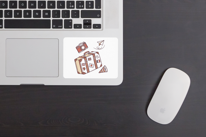 Sticker décoratif avec une valise et une caméra pour les passionnés d’aventure