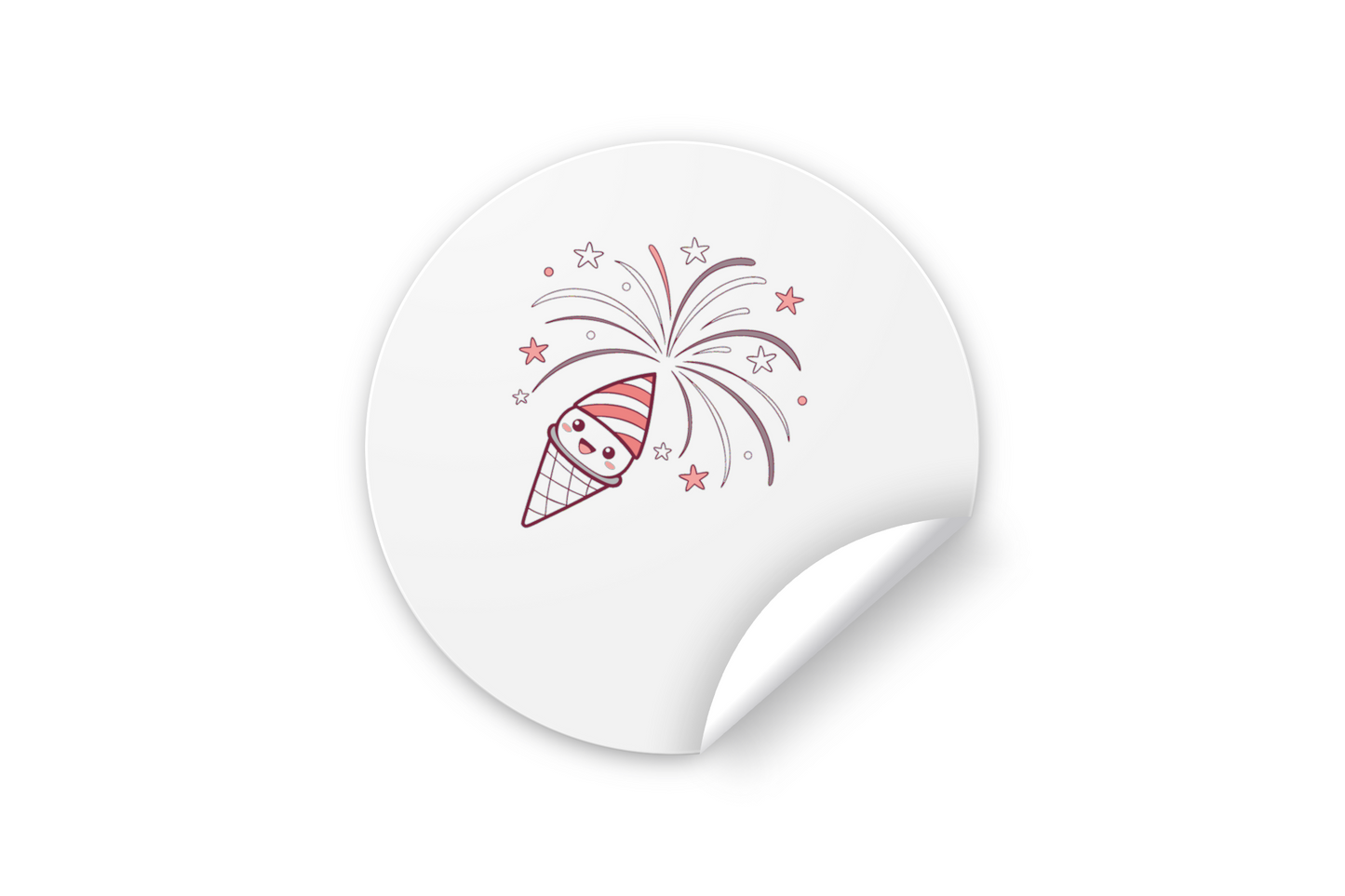 Illustration sticker d'une glace aux feux d'artifice pour anniversaires