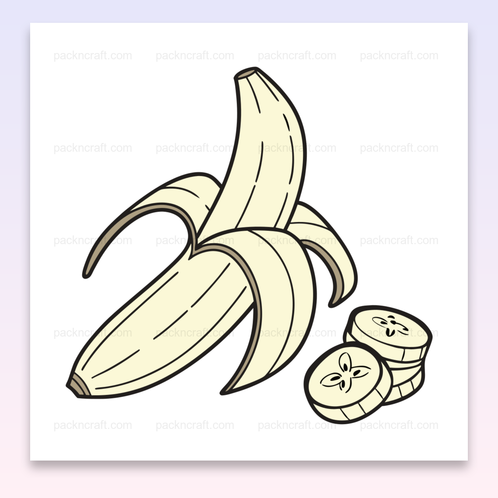 Illustration vectorielle d'une banane épluchée minimaliste, idéale pour DIY et papeterie.