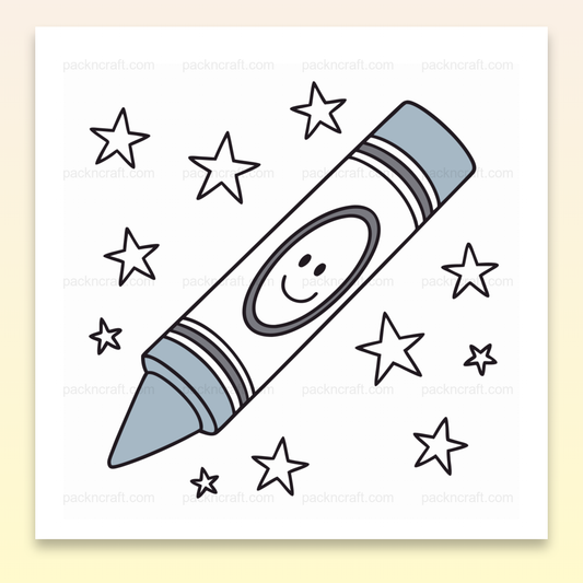 Illustration d'un crayon joyeux parmi des étoiles, idéale pour des projets éducatifs et créatifs.
