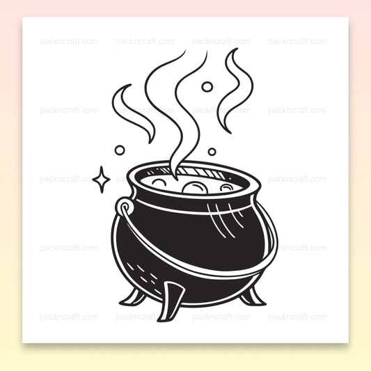 Illustration de chaudron magique fumant pour Halloween, style doodle SVG