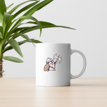 Mug avec pingouin viking aventureux en style cartoon épique