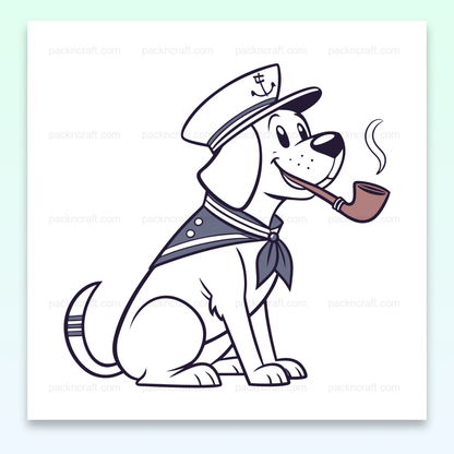 Illustration d'un chien marin joyeux, parfaite pour DIY et papeterie.